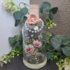 Floral Wine Bottle Lamp with LED Fairy Lights & Pearl Accents