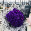 violet satin ribbon bouquet