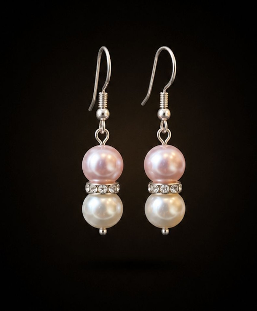 Willow Blush Pink and White Shell Pearl Earrings