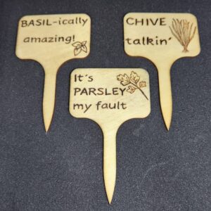 Punny pyrography garden herb tag - 3 pack