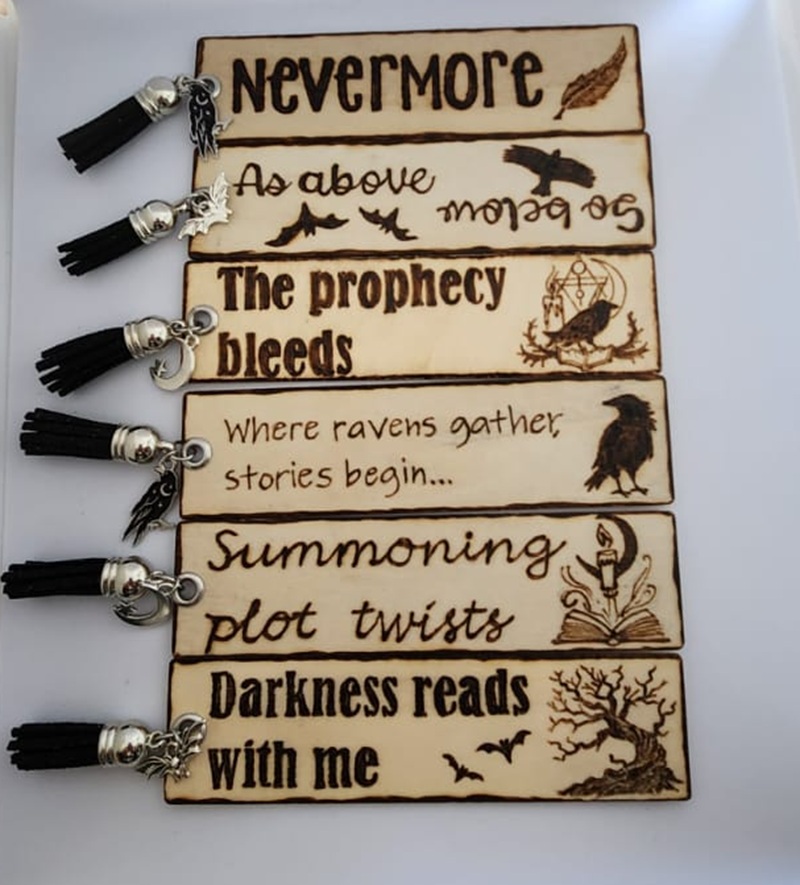 Pyrography Wooden Bookmarks - Gothic Book Club