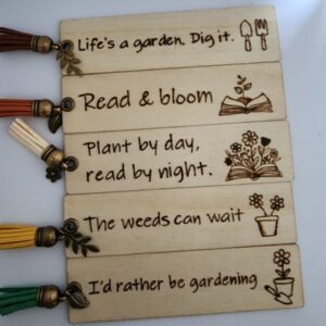 Pyrography Wooden Bookmarks - Garden Lover Collection