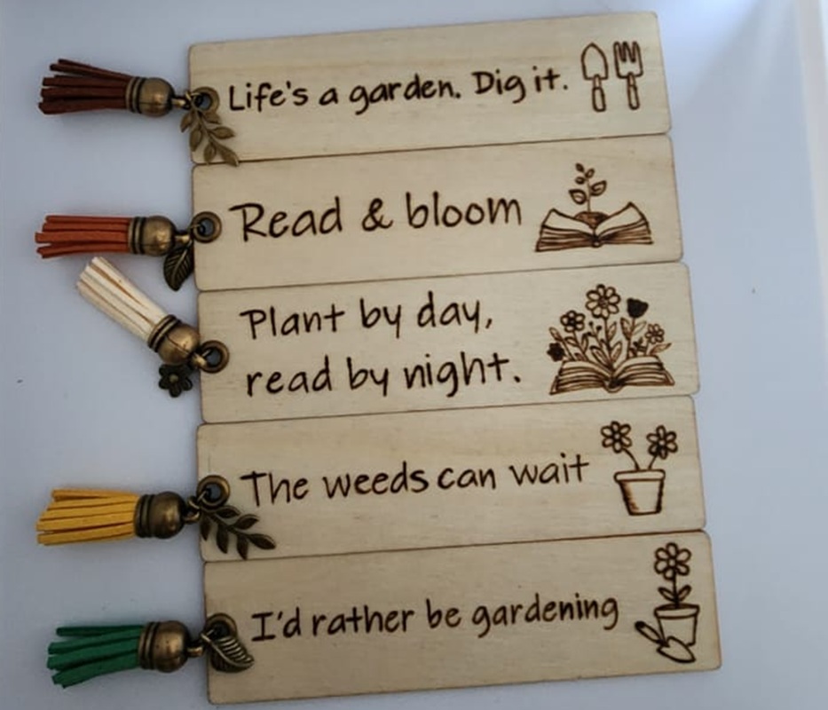 Pyrography Wooden Bookmarks - Garden Lover Collection