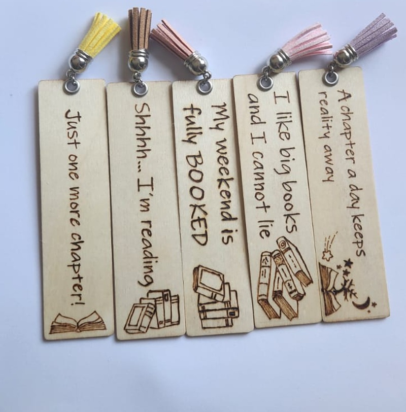 Pyrography Wooden Bookmarks - Book Lover Collection