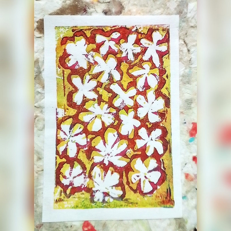 “Daisys” Hand Printed Linocut Card